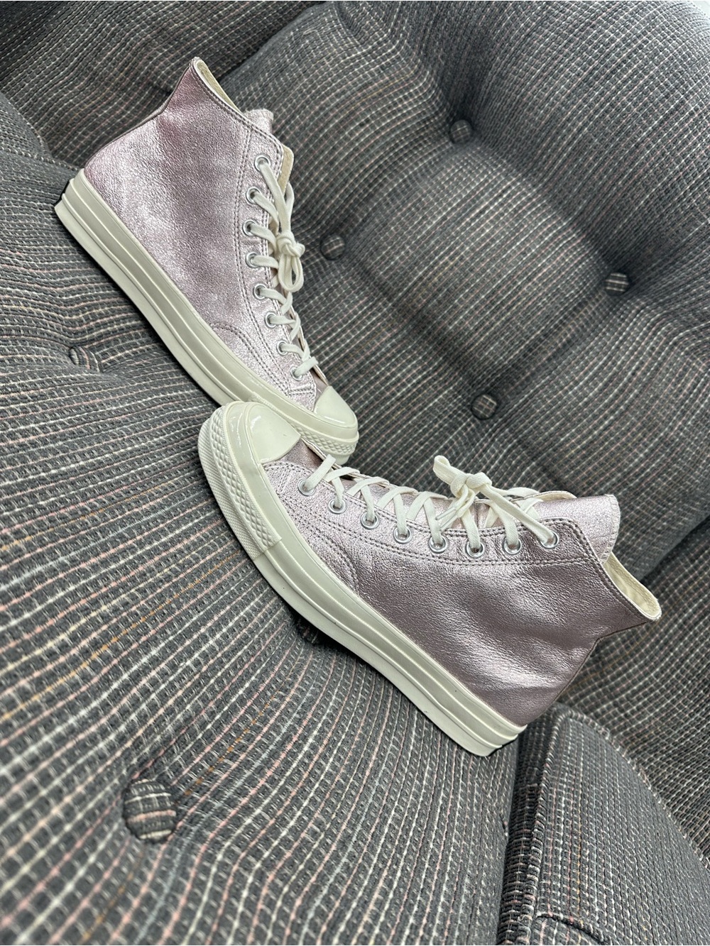 Metallic Lavender High-Top Sneakers converse high tops chunky sole size 10 women